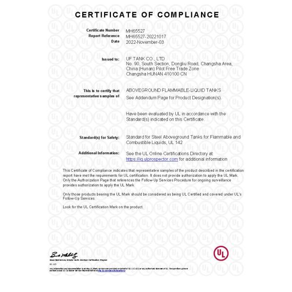 Топливные баки дизельного топлива UL 142 стальные наземный для огнеопасных горючих жидкостей