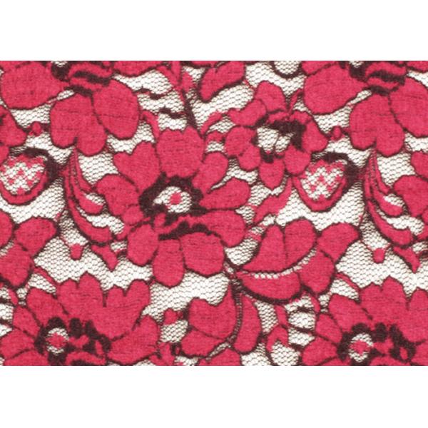 Red Brushed Elastic Lace Fabric Eco Friendly 135cm Width OEM / OMD CY-LQ0001