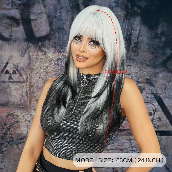 Fashion Long Straight Hair Blonde/Black Synthetic Wigs For Women