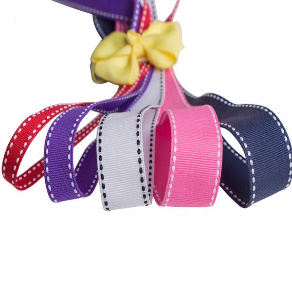 Pink Polyester Stitch Ribbon for Eco-friendly Saddle Stitched Gift Wrapping in Bulk
