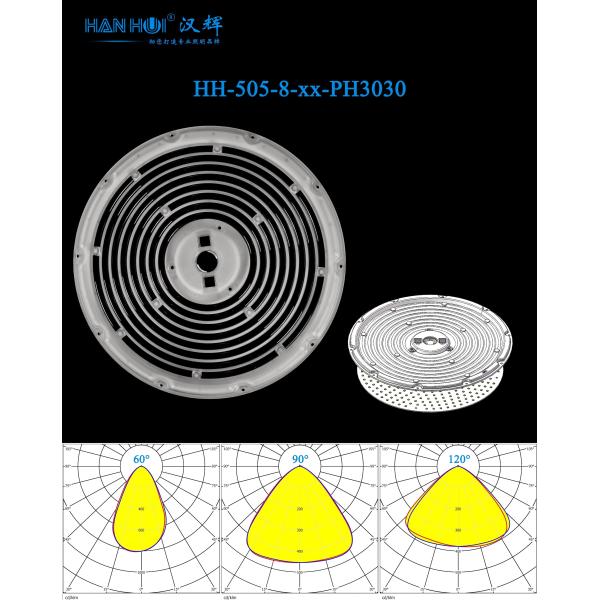 60°/90°/120° Φ270mm 3030&2835LED 適正なビームアングル 頑丈な材料グレード 高湾照明のためのレンズ