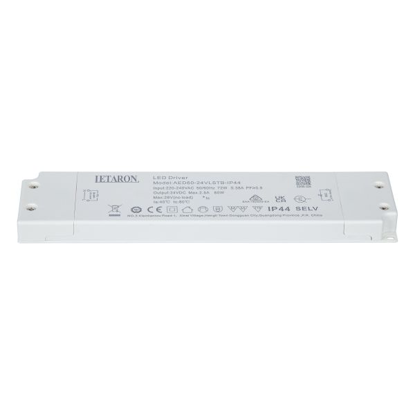EU Slim IP44 LED Driver 60w 24v with Over Current Protection 5000mA