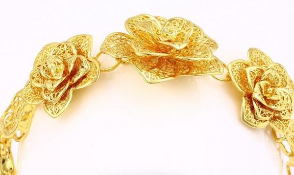 costume jewelry charm bracelet, gold color 24k gold bracelet, rose copper alloy bracelet for women