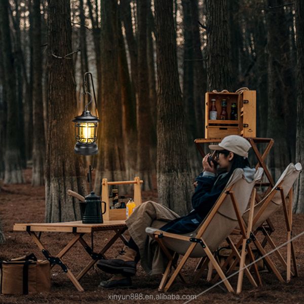2024 Hot Selling Outdoor Camping Tent Lamp Multifunctional Retro Hanging Horse Lamp Cob Emergency Dry Battery Portable Lamp