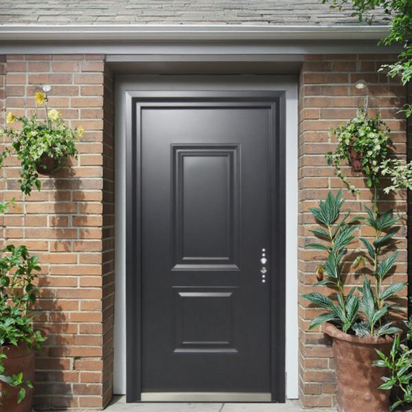 Residential Exterior Iron Entry Doors Visible Invisible Hinges Single Entry Door
