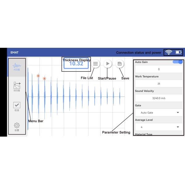 Indicador de grueso de Air Couplant Ultrasonic del modelo del App y Emat