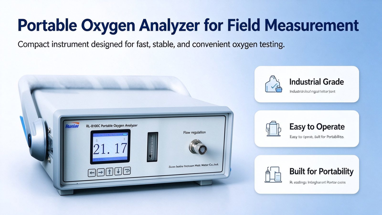 Portable Oxygen O2 Gas Purity Analyzer Digital LCD Display For Meter Metal Construction