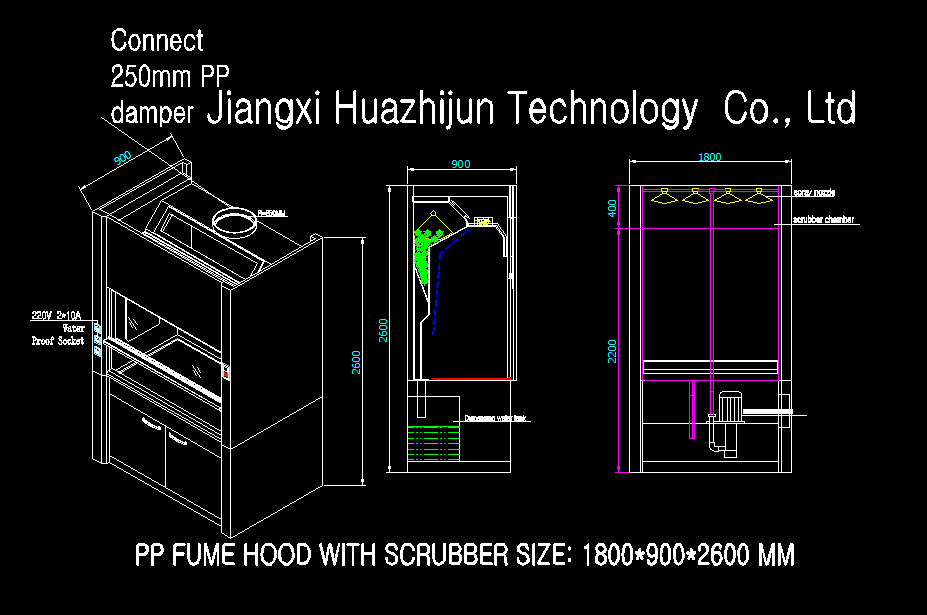 Custom Fume Hood with Air Cleaning Device Noise Level Up to 60dB Designed to Maintain Clean Air and Reduce Noise Pollution in Labs