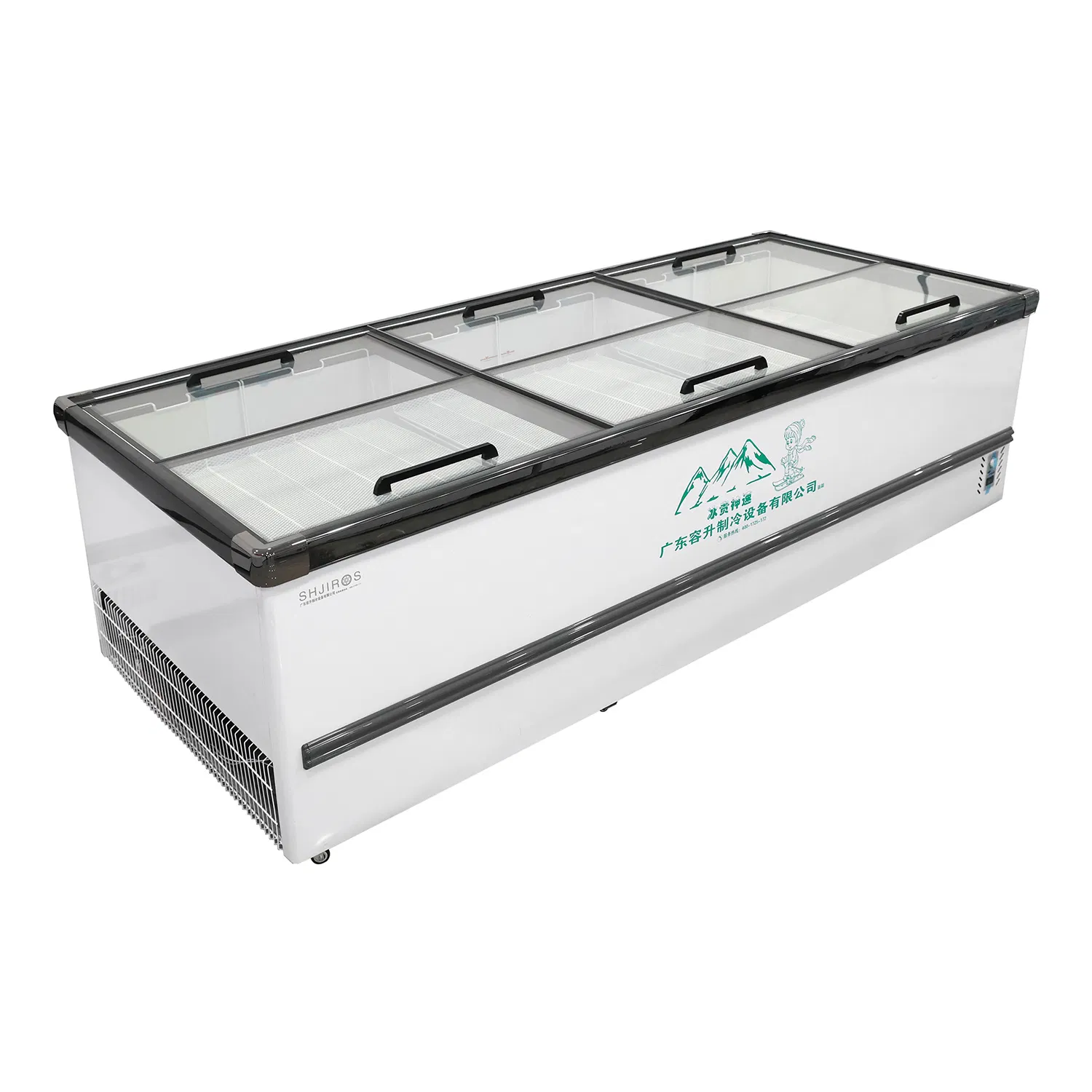 540L Deep Island Freezer Supermarket Sliding Glass Door Freezer 320W