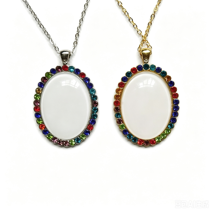 Round And Heart Sublimation Crystal Necklace Valentine'S Day Supplies Creative Sublimation Jewellery