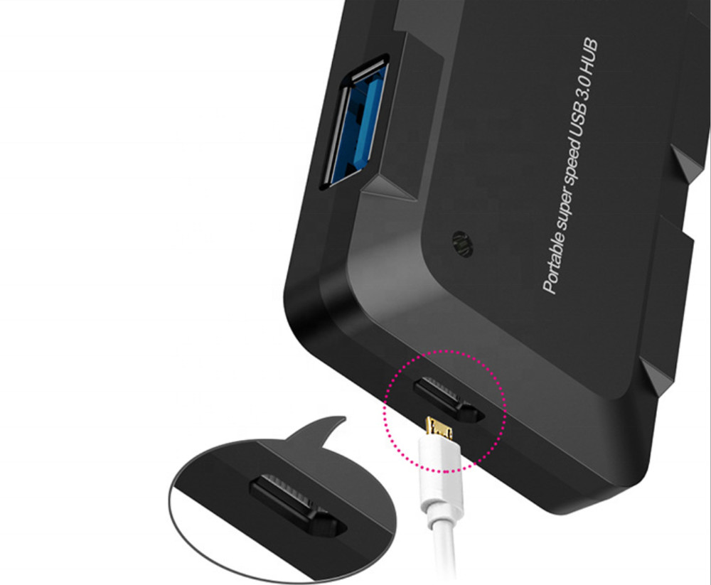 Plastic Desk Computer 4 Port LED Indicator USB 3 HUB