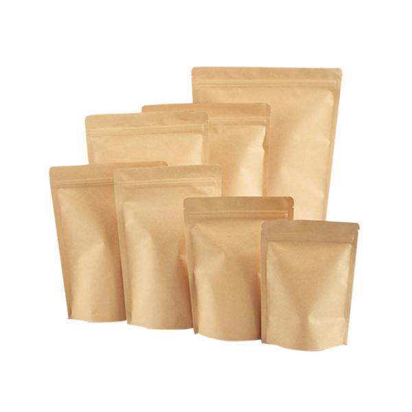 Compostable Brown Stand Up Kraft Paper Zip Lock Bag Aluminum Foil Mylar Doypack Zipper Bag