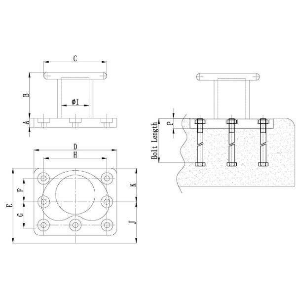 Nave empernada de acero del bolardo del riñón del bolardo del muelle de lanzamiento Anchorage que amarra el equipo