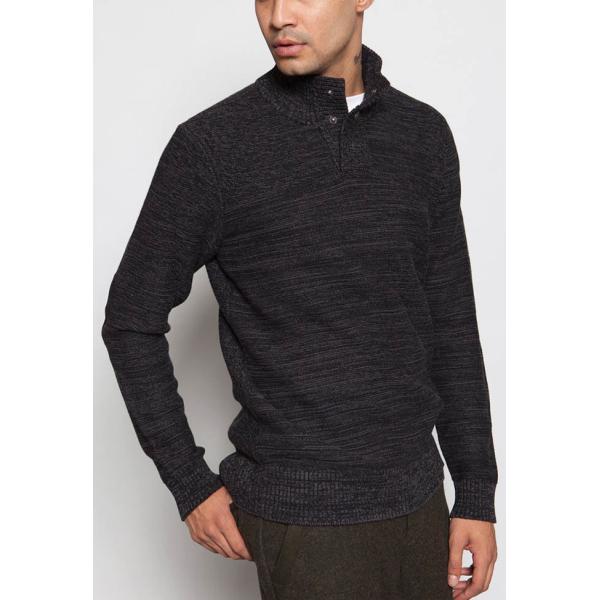 Black Plaid Sherpa Pullover Sweater , Full Cotton Cable Mock Neck Sweater