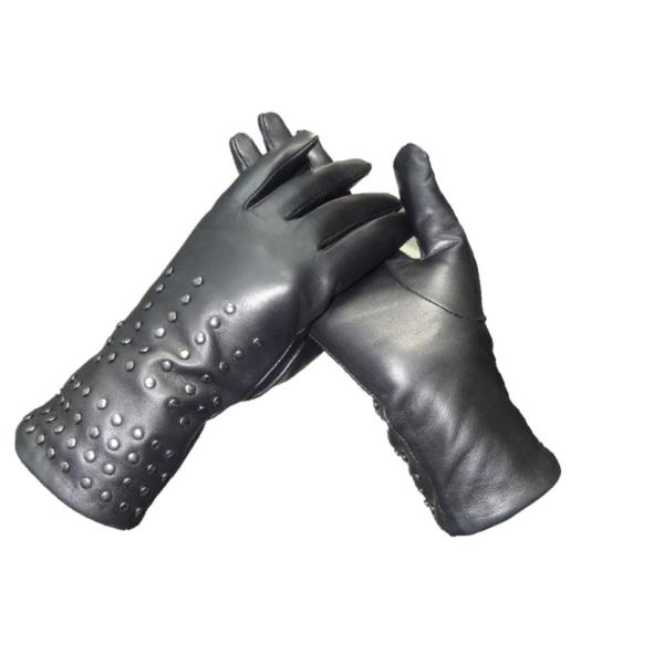 Plain Type Mens Soft Leather Gloves Machine Sewing Studded Leather Gloves