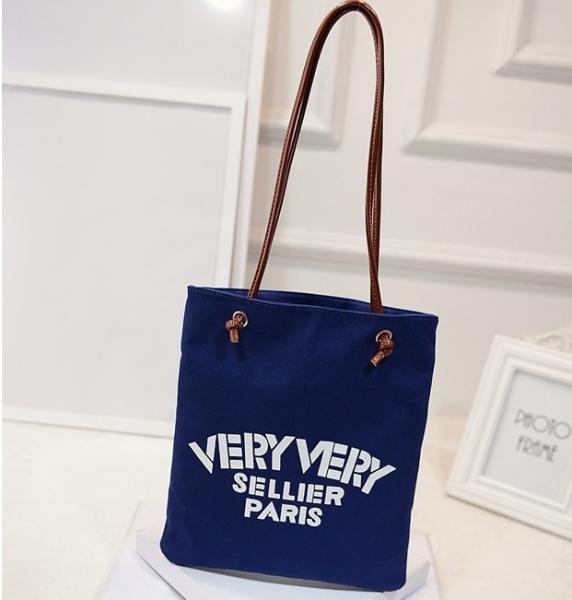 Canvas shoulder bag leisure female bag bucket casual Korean version of the hand-held fashion trend letter