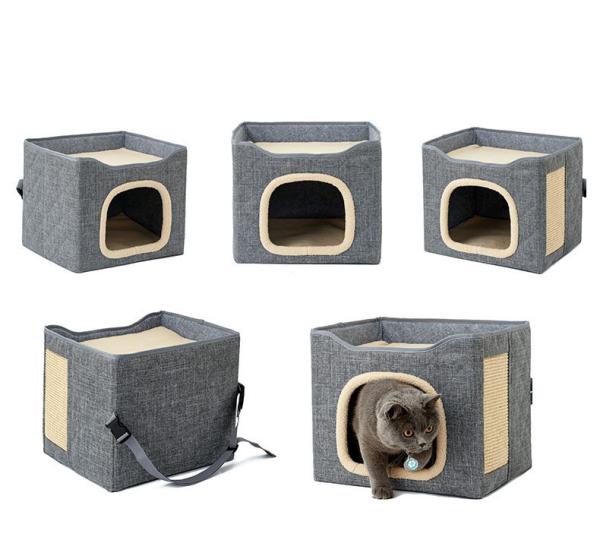Double Layer Cat Cube Nest Pet Warm Sleeping Beds Folding Cat House Dogs Cats Small Animals