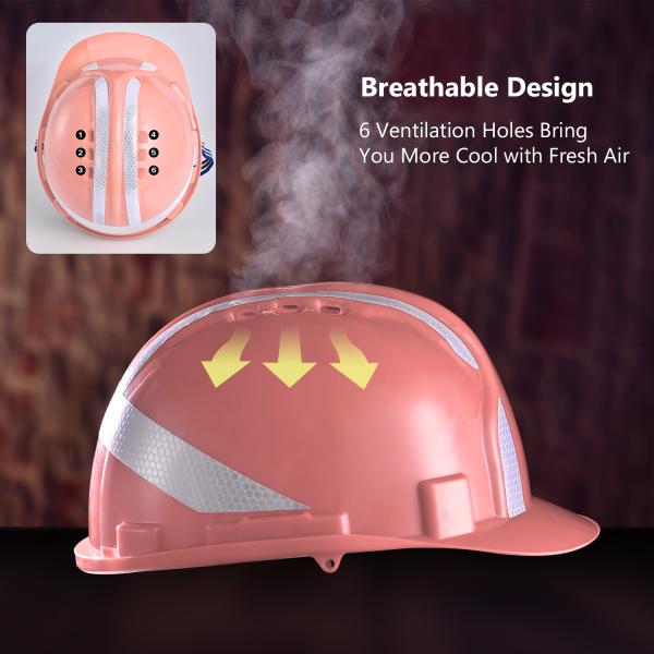 Pink 4/6 Points Construction Site Safety Work Helmet 285mm Workplace Safety Equipments