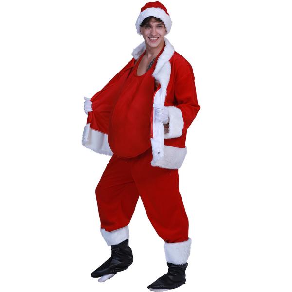 Beleza de Papai Noel com barriga aconchegada Traje de Natal