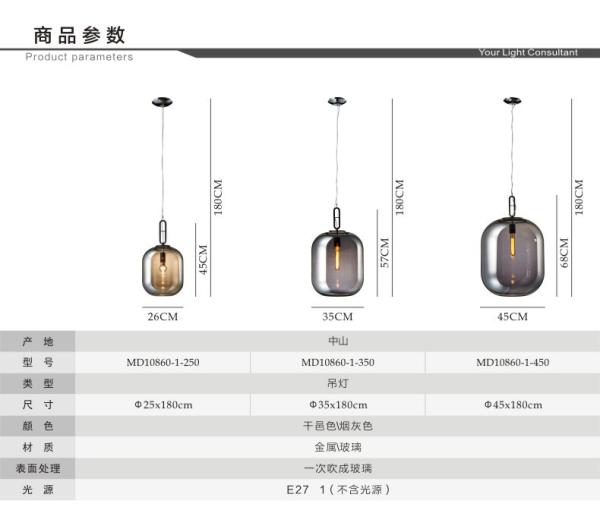 Glass industrial style bar chandelier living room bedroom study wax gourd Chandelier（WH-GP-91)