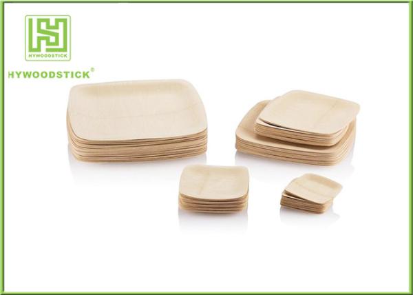 3.5 Inch Wooden Biodegradable Plates , Small Square Dinner Plates For Dessert