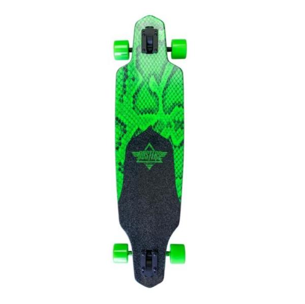 OEM Dusters California Skateboards Channel Snakeskin Neon Green Longboard Complete Skateboard - 9.375 x 38