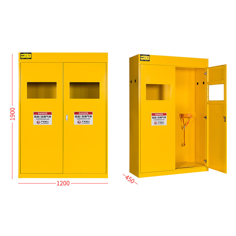 Yellow Flammable Gas Cylinder Storage Cabinet Explosion Proof Corrosion Proof Cylinder Safety Cabinet