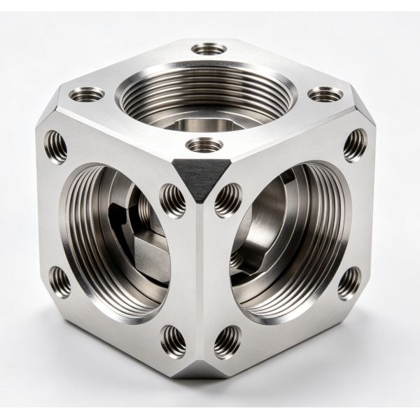 CNC Machined Stainless Steel 304 Valve Body with Precision Internal Boring for Industrial Fluid Systems