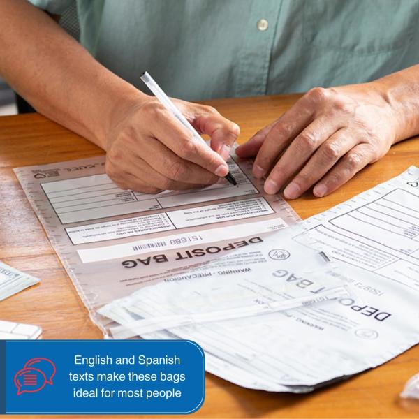 Clear Deposit Bags, Tamper-Evident Bags, Security Bank Pocket, Transportation | Sequential Barcodes | Tamper-Evident