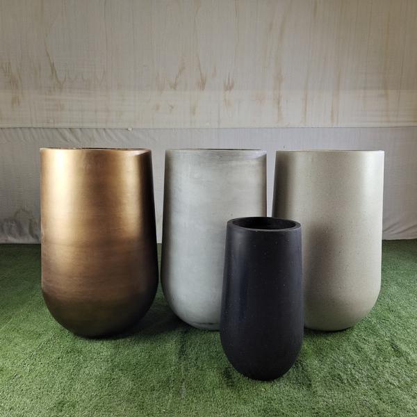 Powder Coated Fiber Clay Planters For Patio Garden Cottage