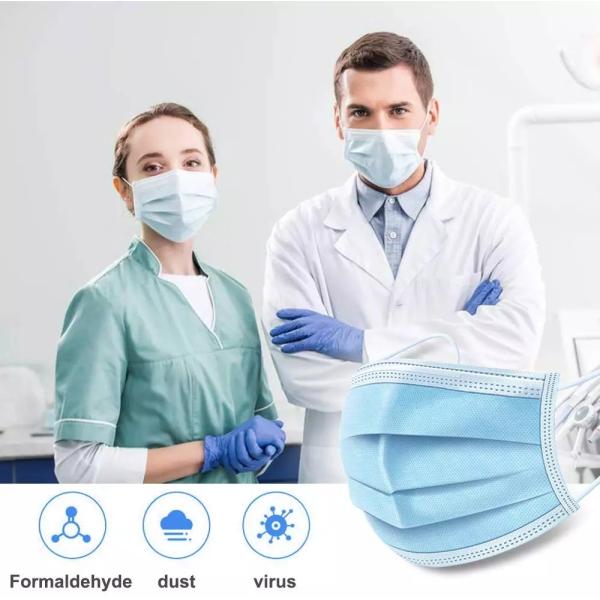 Anti Splash Disposable Medical Mask ,  Sanitary 3 Ply Earloop Face Mask 50 Pcs