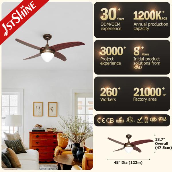 Fã de teto decorativo leve de 4 lâminas do MDF com o motor de C.A. de poupança de energia remoto