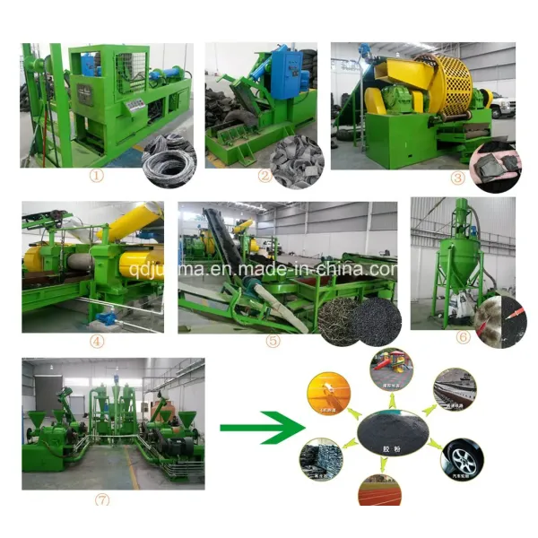 Full Automatic Waste Tire Recycling Machine with 300~1000kg/h Capacity Producing 0~30mesh Rubber Powder