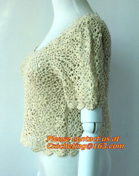 Blouse Vintage Sleeve, White Black Crochet Casual Shirts Tops, tops, crocheted garment