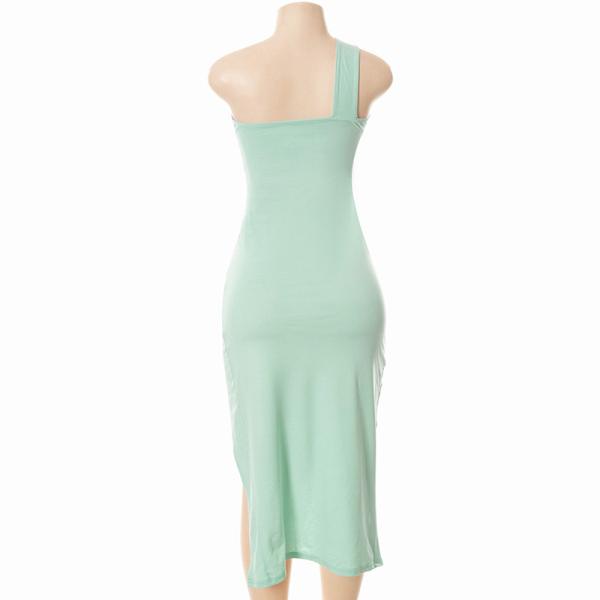 Sexy Solid Twisted Design High Slit Maxi Dress Off Shoulder Open Back
