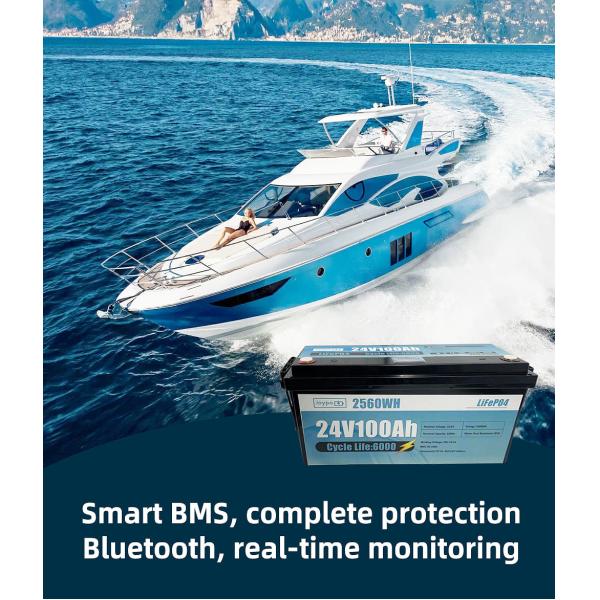 24 вольт 100Ah 200Ah 300Ah Морская литийная батарея LiFePO4 Литий-ионная батарея