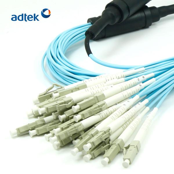 24 Fibers OM3 Fiber Optic Patch Cord Break-out Cable Branch OD 2.0mm LC-LC Multimode Aqua