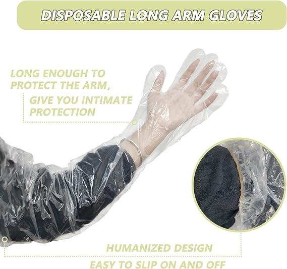 Disposable Field Dressing Gloves Veterinary Insemination Rectal Long Gloves, Extra Long Sleeve Full Arm Gloves
