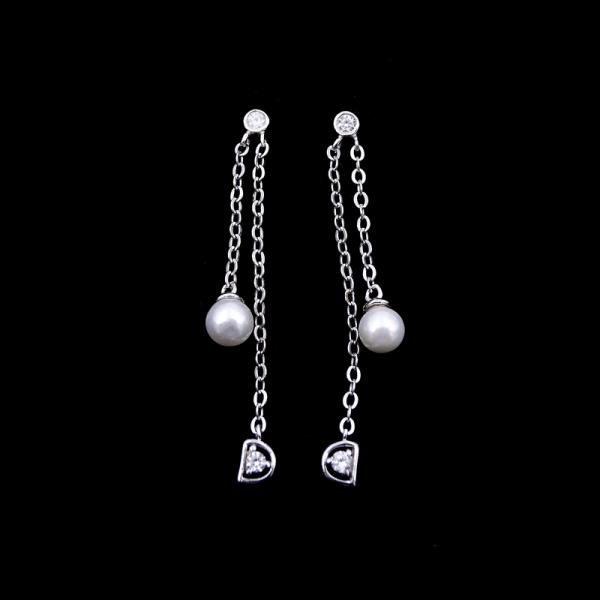 Серебр 925 серег люстры звезды, серьги падения жемчуга серебра украшений платины