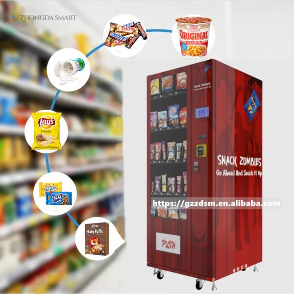 24-hours Business Self-service United States Slim Machine Snacks and Drinks Combo LED Small Vending Machine for Sale