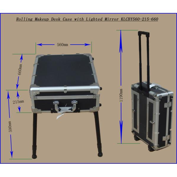 Rolling Makeup Desk Case with Lighted Mirror KLCBY560-215-660