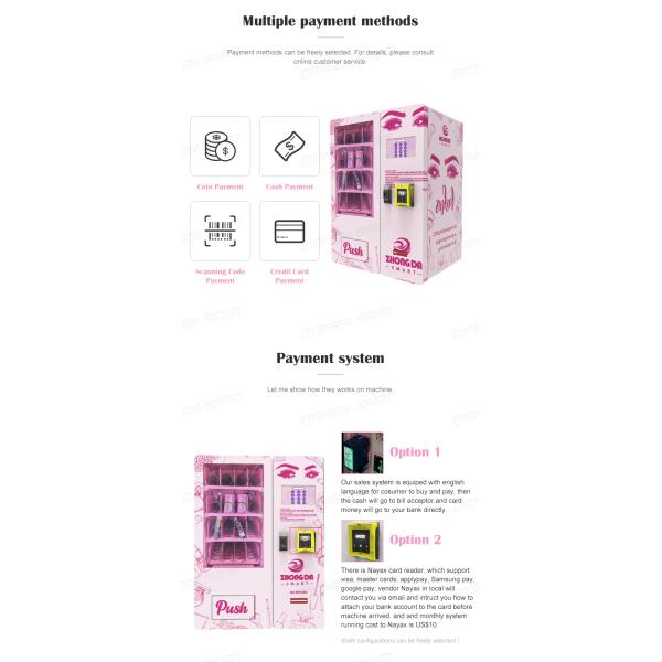 Zhongda New Model Tabletop Mini Lashes Vending Machine Beauty With Coin