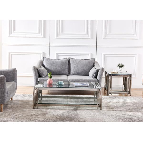 Stainless Steel Base Tempered Low Glass Top Postmodern Coffee Table 40cm High