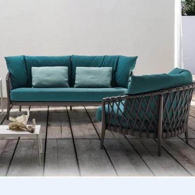 Soft Doll Cotton Cushion Modern Style Garden Rope Rattan Sofa Sets For Balcony Patio