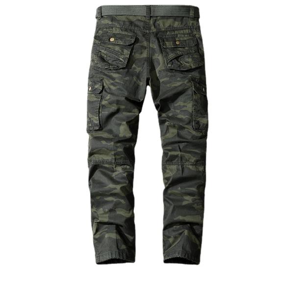 Men's Multi-Pocket Camouflage Overalls in Pure Cotton with Mid Waist and Straight Fit