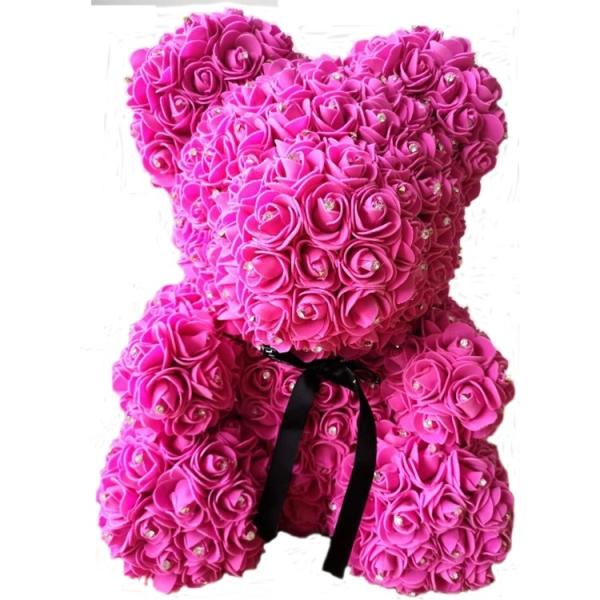 Wholesale Preserved rose bear with heart popular size 25cm teddy bear of roses