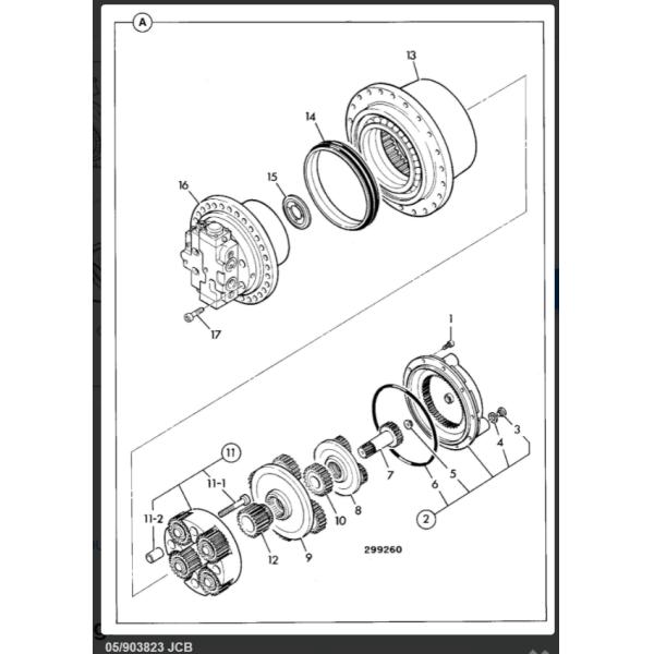 05-903823 05903828 05903836 05903835 333C6038 Gear Sun JS130  Track Gearbox