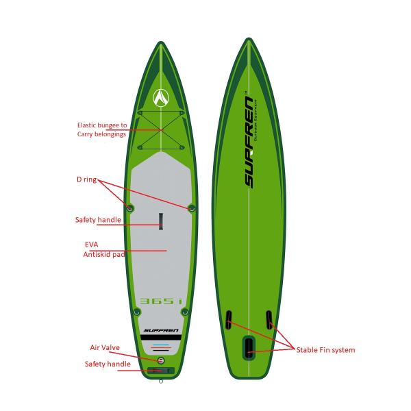 All Round Green 160KG 365*81*15cm Surf Womens Inflatable SUP