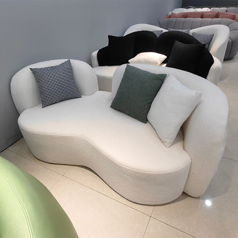 Minimalist Modern Eco-Friendly Curved Fabric Corner Sofa Set for Villa Home Office Living Room