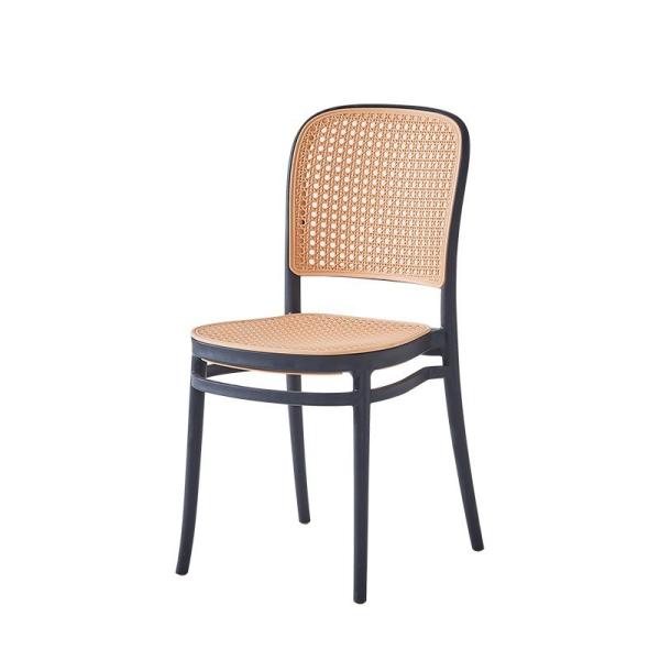 Nordic Rattan Weave Patio Dining Chair Set Modern Indoor-Outdoor Plastic Chairs for Restaurant Room Cafe